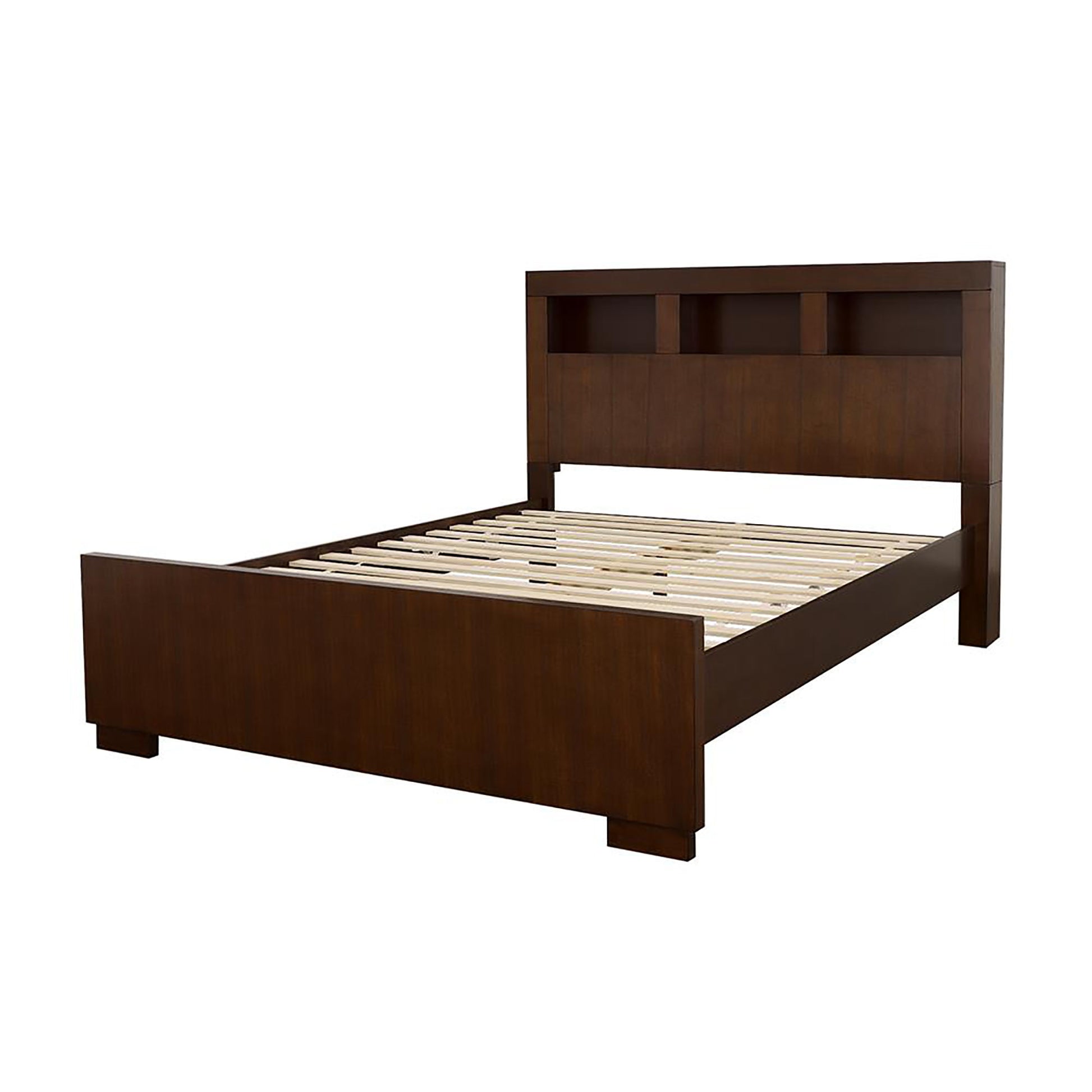 Queen Bed With Bookcase Headboard - Brown - The Sleep Loft - Online Mattress Showroom NYC