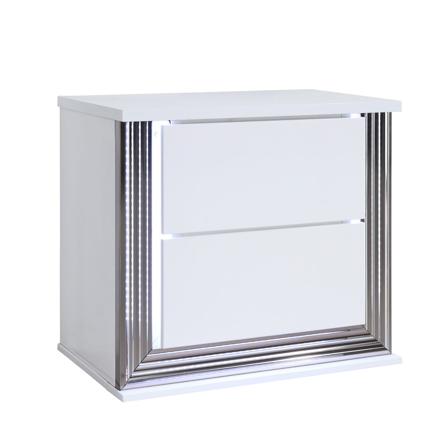 Moon - Smooth Nightstand With LED - White - The Sleep Loft - Online Mattress Showroom NYC