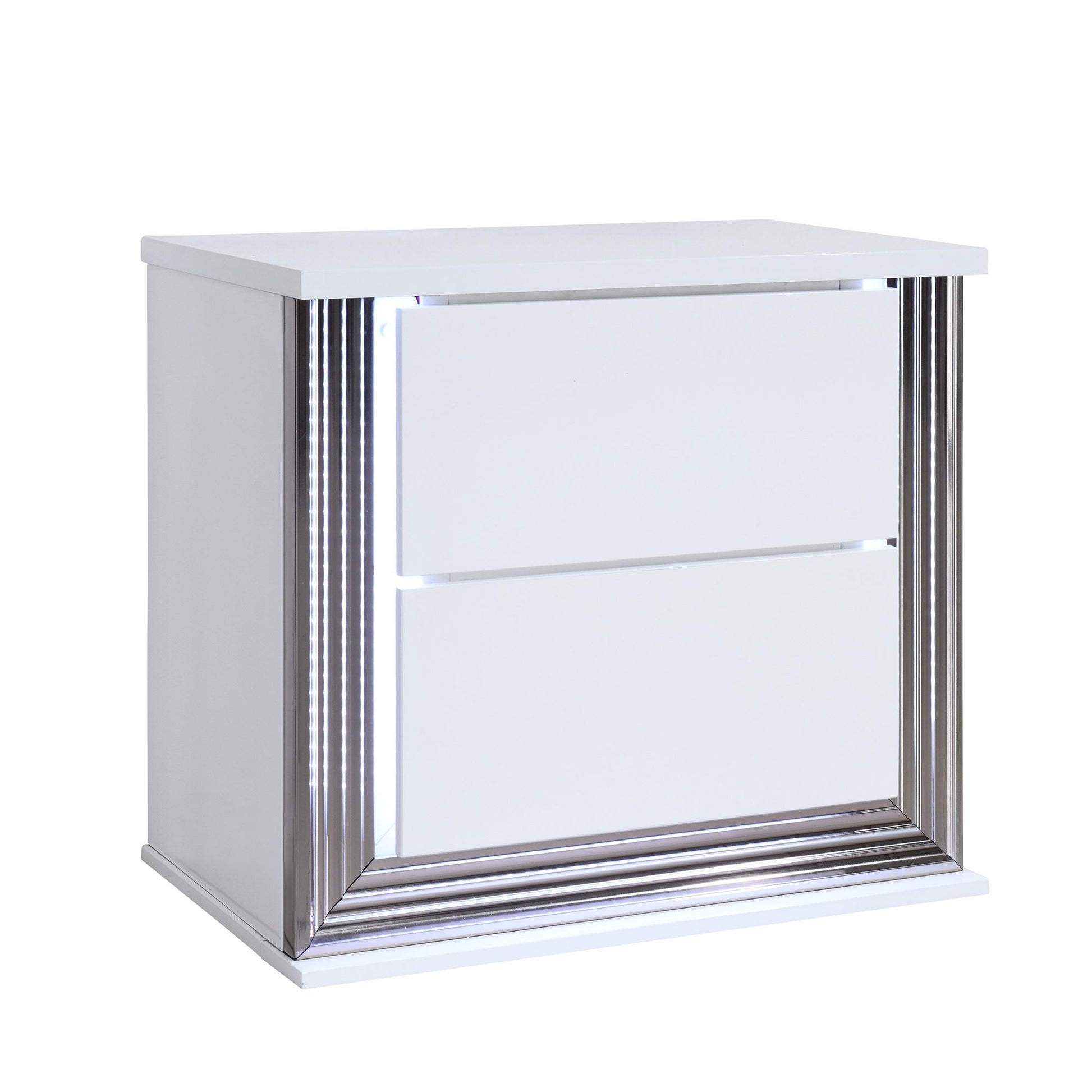 Moon - Smooth Nightstand With LED - White - The Sleep Loft - Online Mattress Showroom NYC