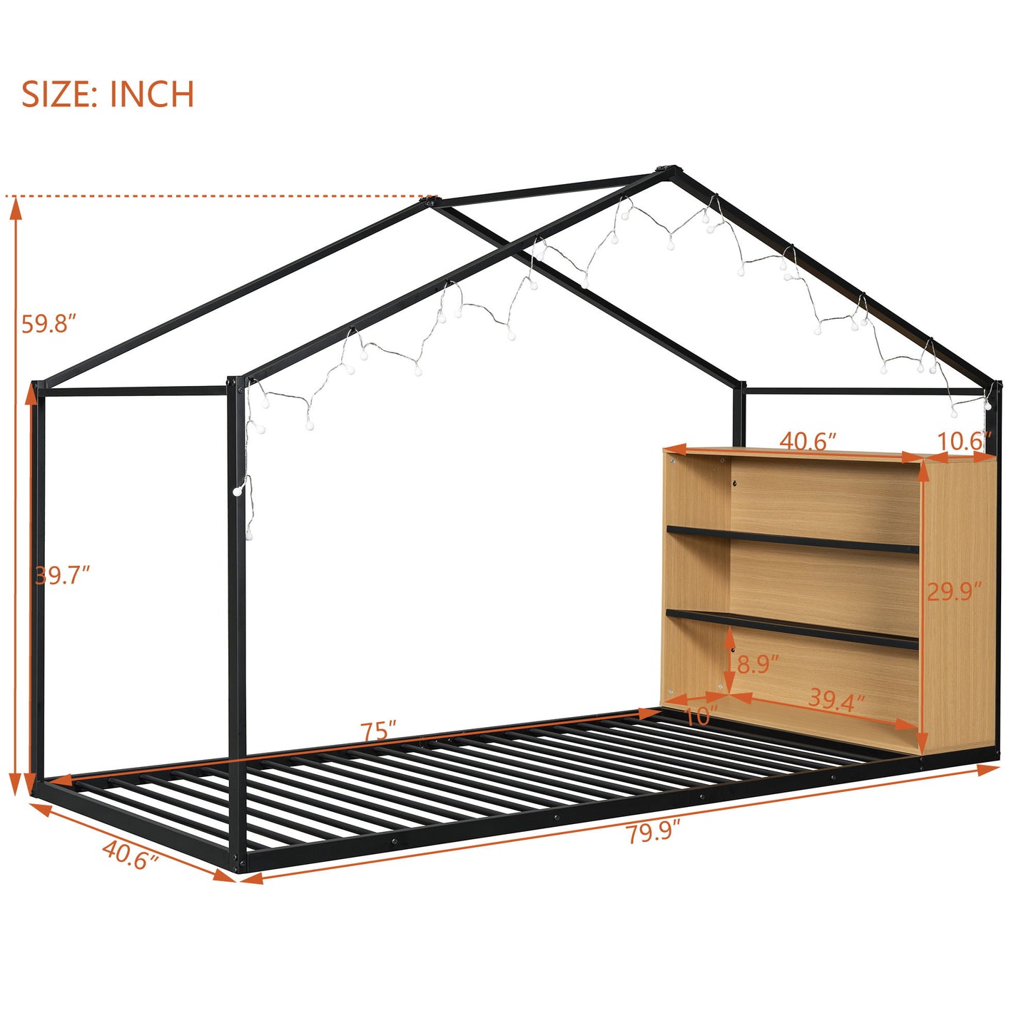 Bed House Frame With Shelves And Lights - The Sleep Loft - Online Mattress Showroom NYC