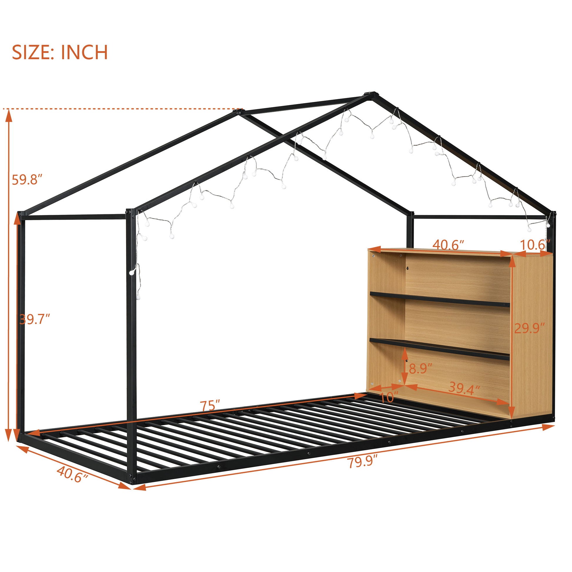 Bed House Frame With Shelves And Lights - The Sleep Loft - Online Mattress Showroom NYC