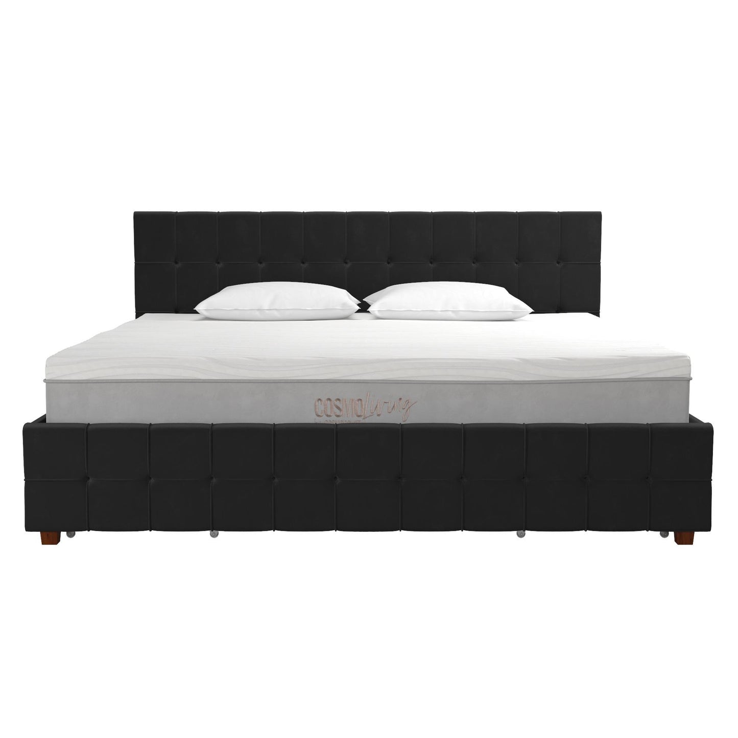 King Upholstered Bed With Storage - Black