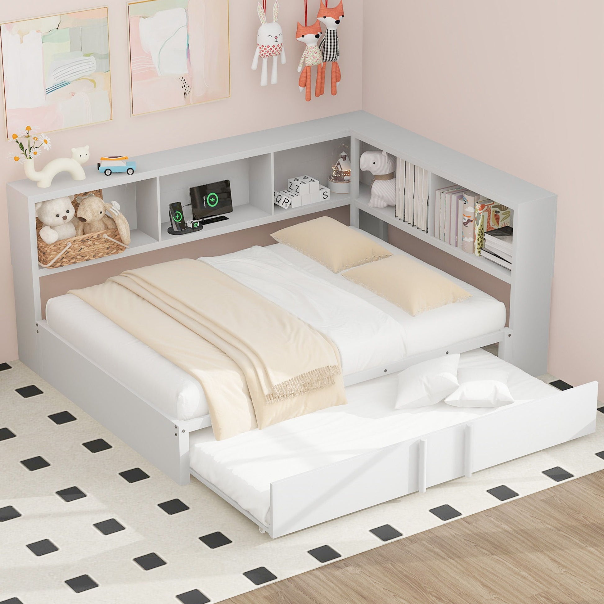 Daybed With Trundle, Storage Cabinets And USB Ports - The Sleep Loft - Online Mattress Showroom NYC