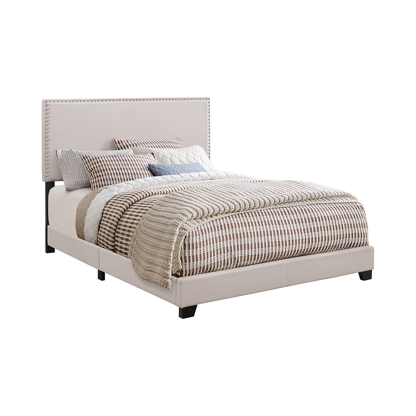 Ivory - Bed With Nailhead Trim - The Sleep Loft - Online Mattress Showroom NYC