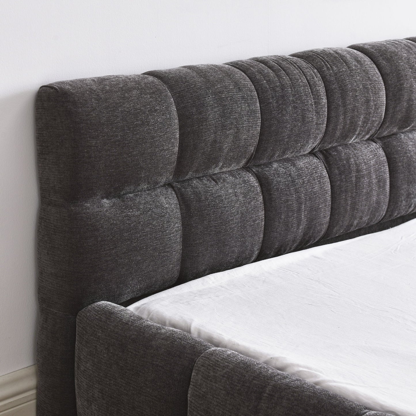 Modern Platform Bed Frame With Thick Fabric - The Sleep Loft - Online Mattress Showroom NYC