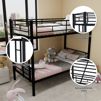 Metal Bunk Bed For Kids, Convertible Bedframe With Ladders & Guardrail - The Sleep Loft - Online Mattress Showroom NYC