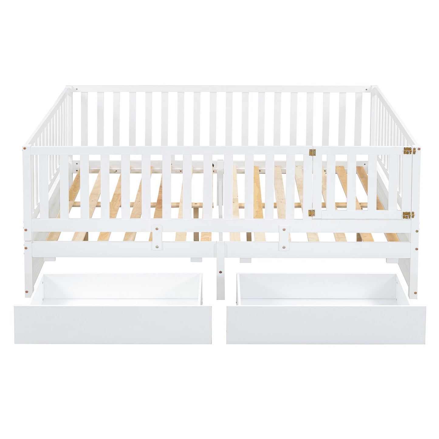 Daybed With Fence Guardrails And 2 Drawers, Split Into Independent Floor Bed & Daybed - The Sleep Loft - Online Mattress Showroom NYC