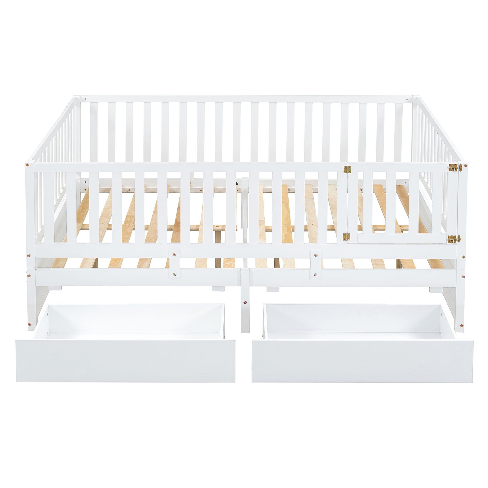 Daybed With Fence Guardrails And 2 Drawers, Split Into Independent Floor Bed & Daybed - The Sleep Loft - Online Mattress Showroom NYC