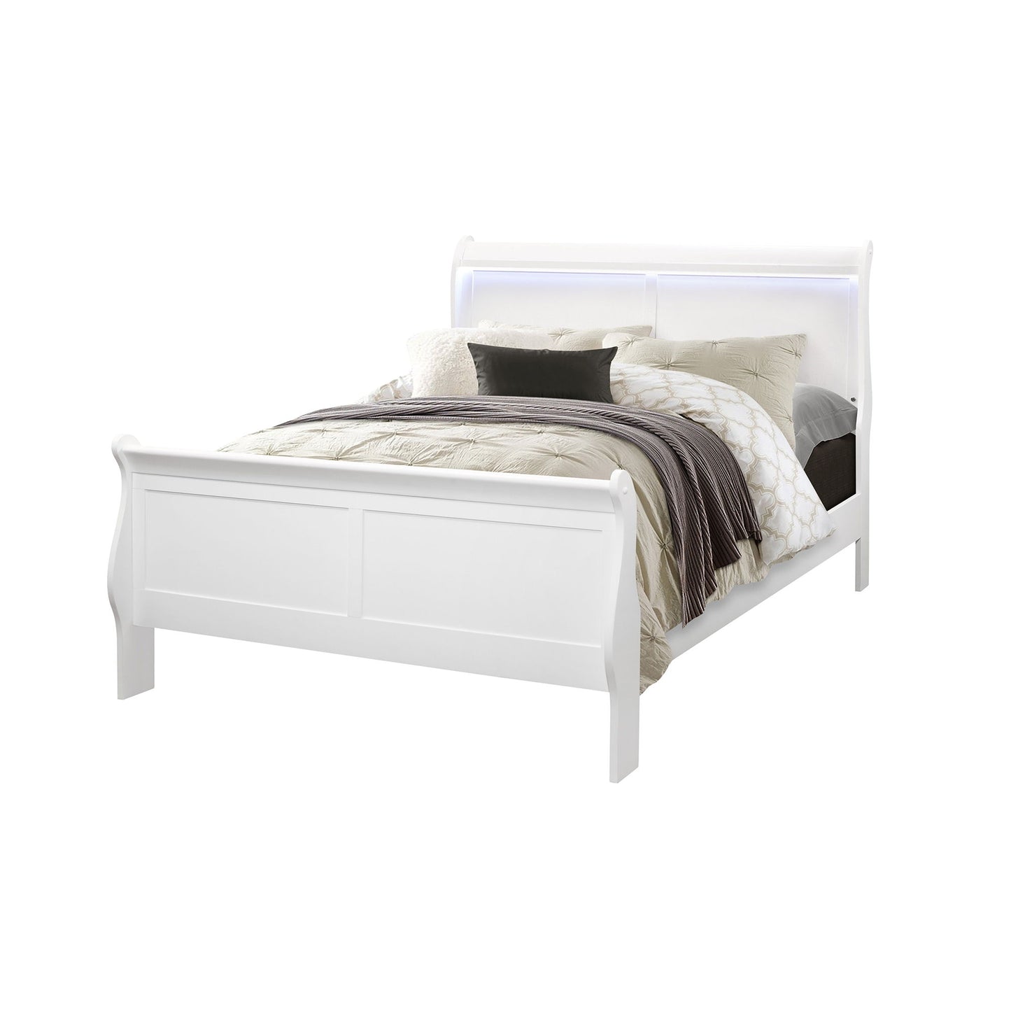 Charlston - Modern Sleigh Design Bed With LED - The Sleep Loft - Online Mattress Showroom NYC