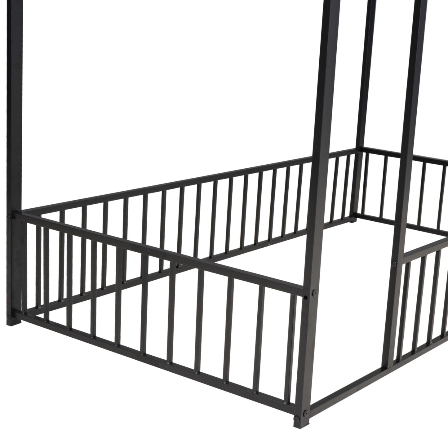 Metal Bed House Bed Frame With Fence - The Sleep Loft - Online Mattress Showroom NYC