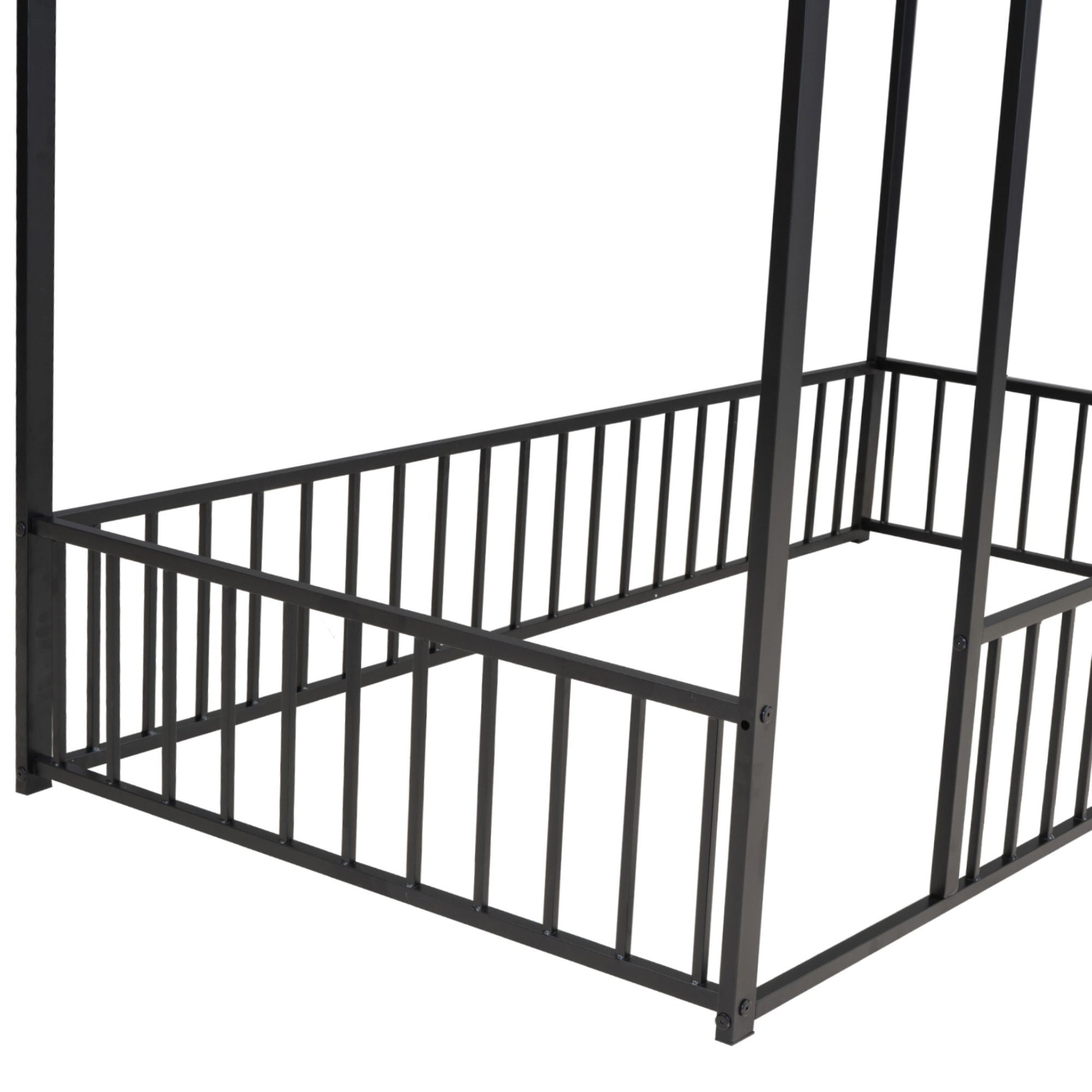 Metal Bed House Bed Frame With Fence - The Sleep Loft - Online Mattress Showroom NYC