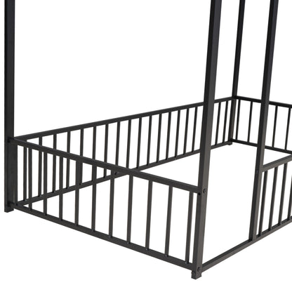 Metal Bed House Bed Frame With Fence - The Sleep Loft - Online Mattress Showroom NYC
