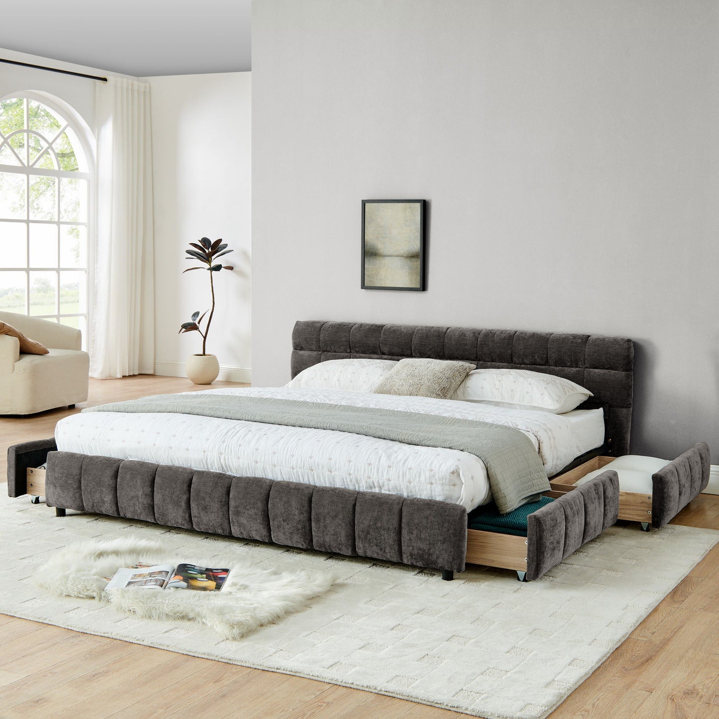 Modern Platform Bed Frame With Thick Fabric - The Sleep Loft - Online Mattress Showroom NYC