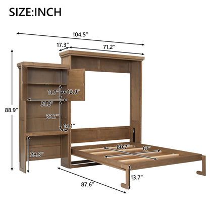 Queen Size Murphy Bed With Louvered Design And Multiple Storage Shelves - Wood - The Sleep Loft - Online Mattress Showroom NYC