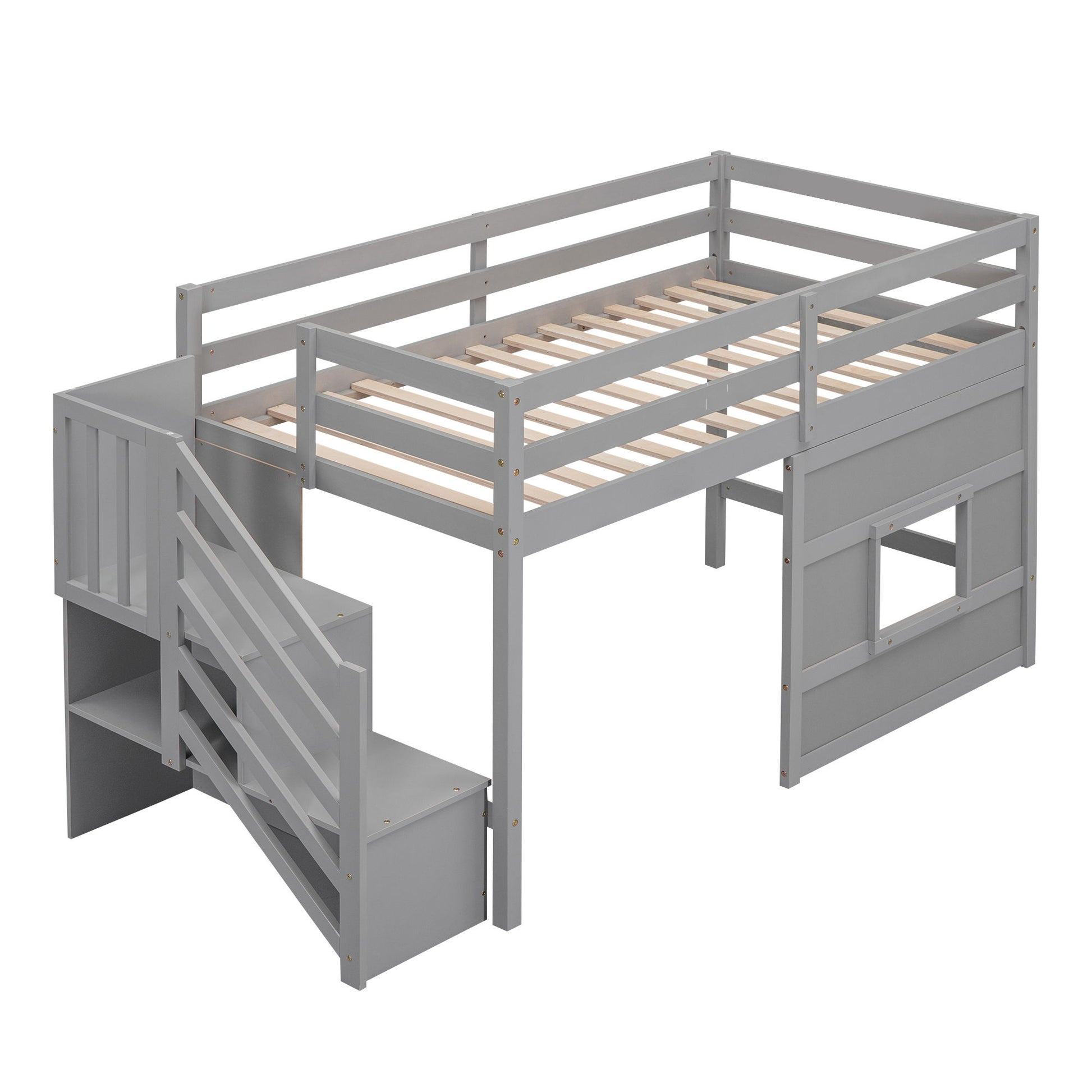 Loft Bed With Storage Staircase, Window & LED Light - The Sleep Loft - Online Mattress Showroom NYC