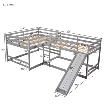 L-Shaped Bunk Bed With Slide And Short Ladder - The Sleep Loft - Online Mattress Showroom NYC