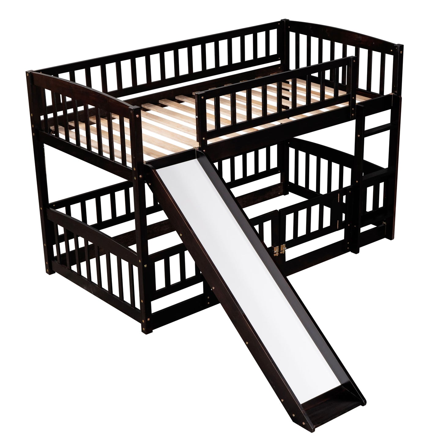 Low Bunk Bed With Slide, Fence And Ladder - The Sleep Loft - Online Mattress Showroom NYC