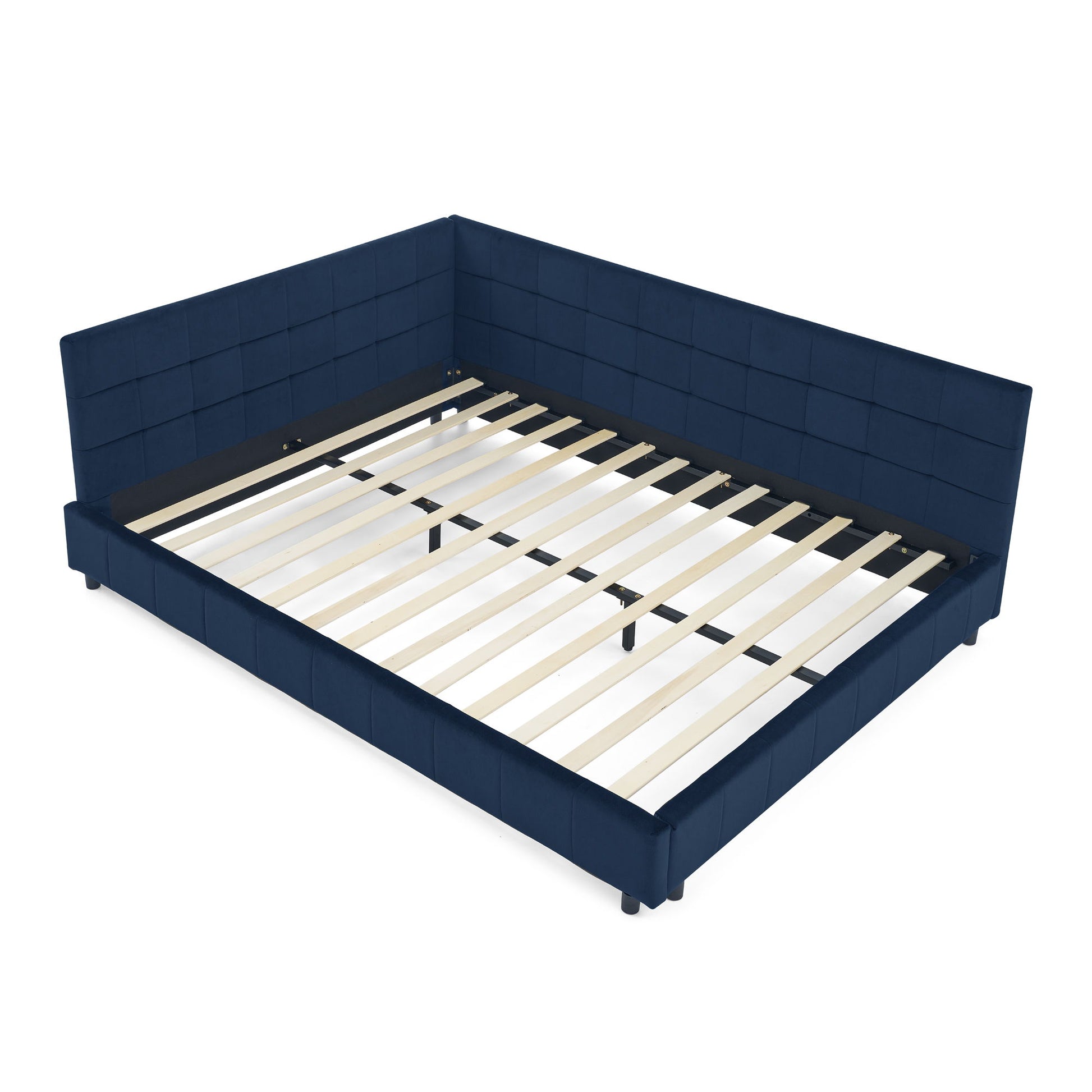 Mid-Century Storage Upholstered Tufted Bed Frame With Backrest And Armrests - The Sleep Loft - Online Mattress Showroom NYC