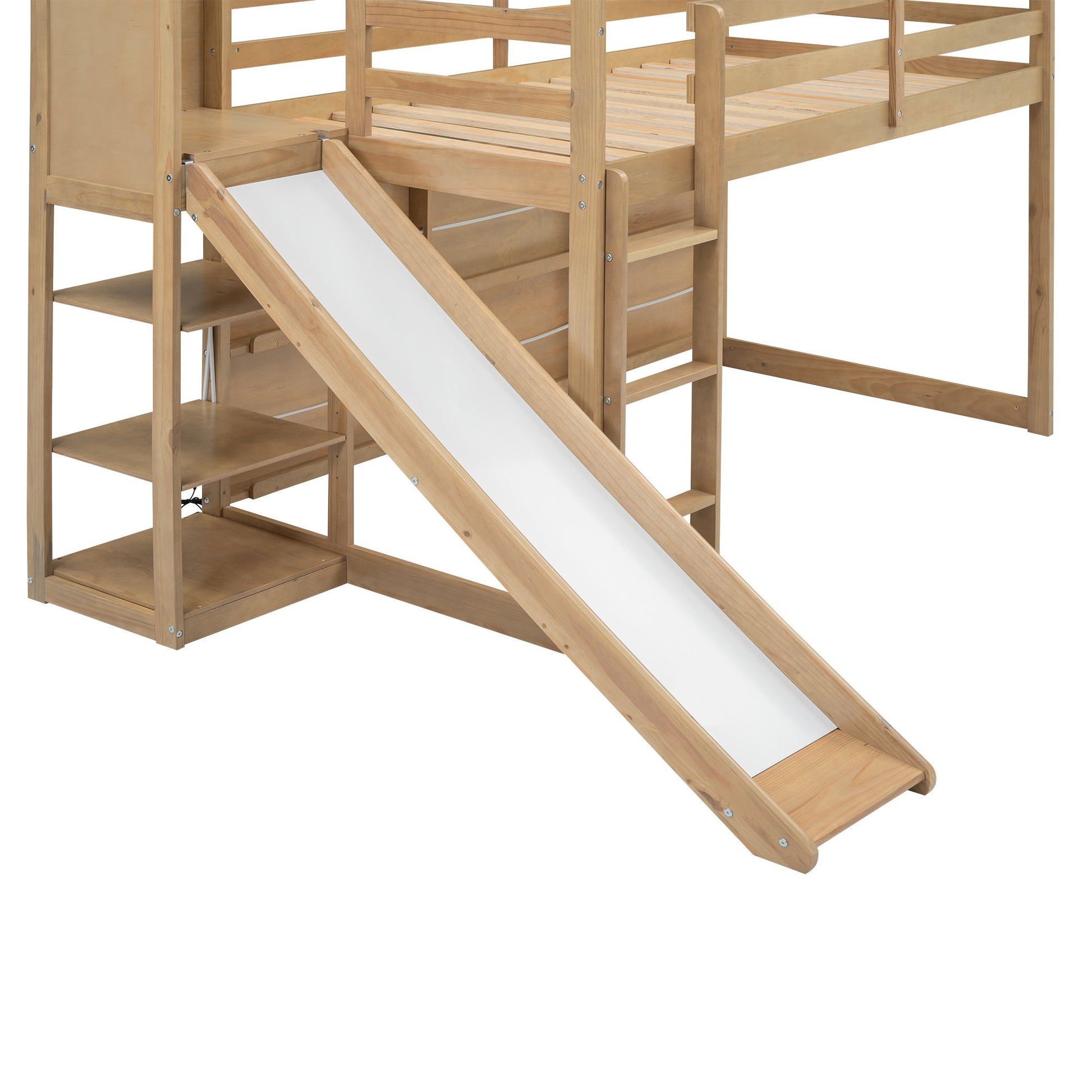 House Loft Bed With Slide, Storage Shelves And Light, Climbing Ramp - The Sleep Loft - Online Mattress Showroom NYC