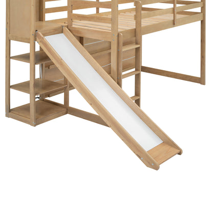 House Loft Bed With Slide, Storage Shelves And Light, Climbing Ramp - The Sleep Loft - Online Mattress Showroom NYC