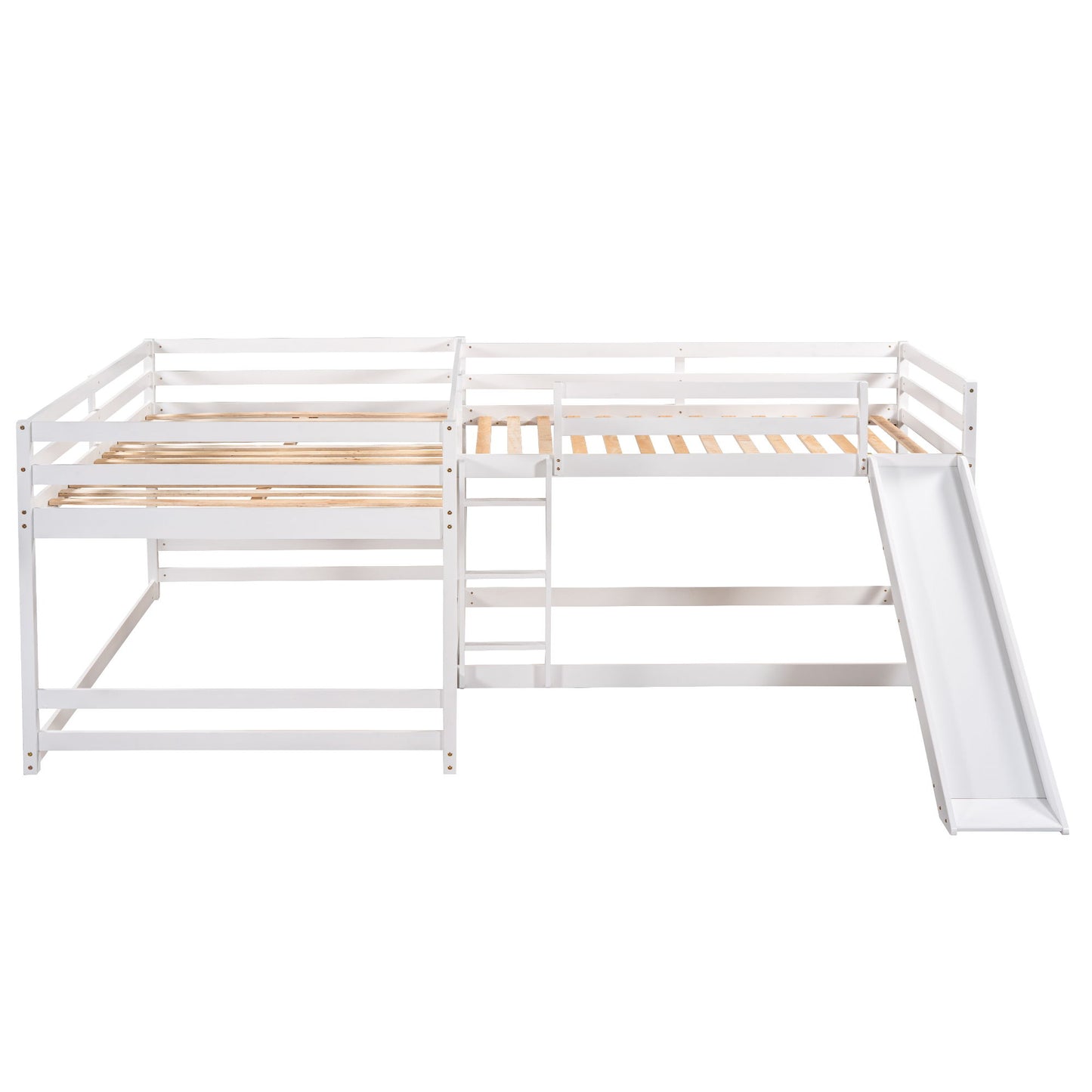 L-Shaped Bunk Bed With Slide And Short Ladder - The Sleep Loft - Online Mattress Showroom NYC