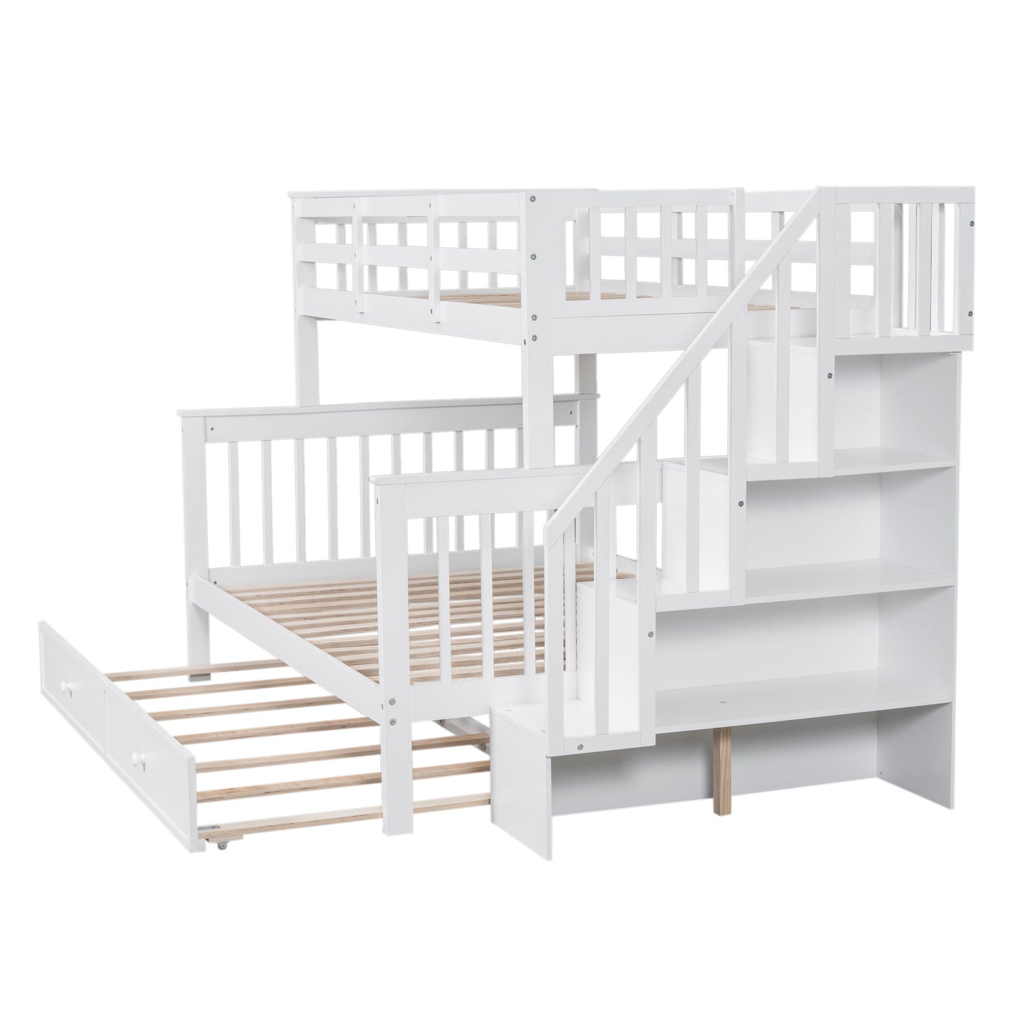 Bunk Bed With Twin Size Trundle, Storage And Guard Rail For Bedroom - The Sleep Loft - Online Mattress Showroom NYC
