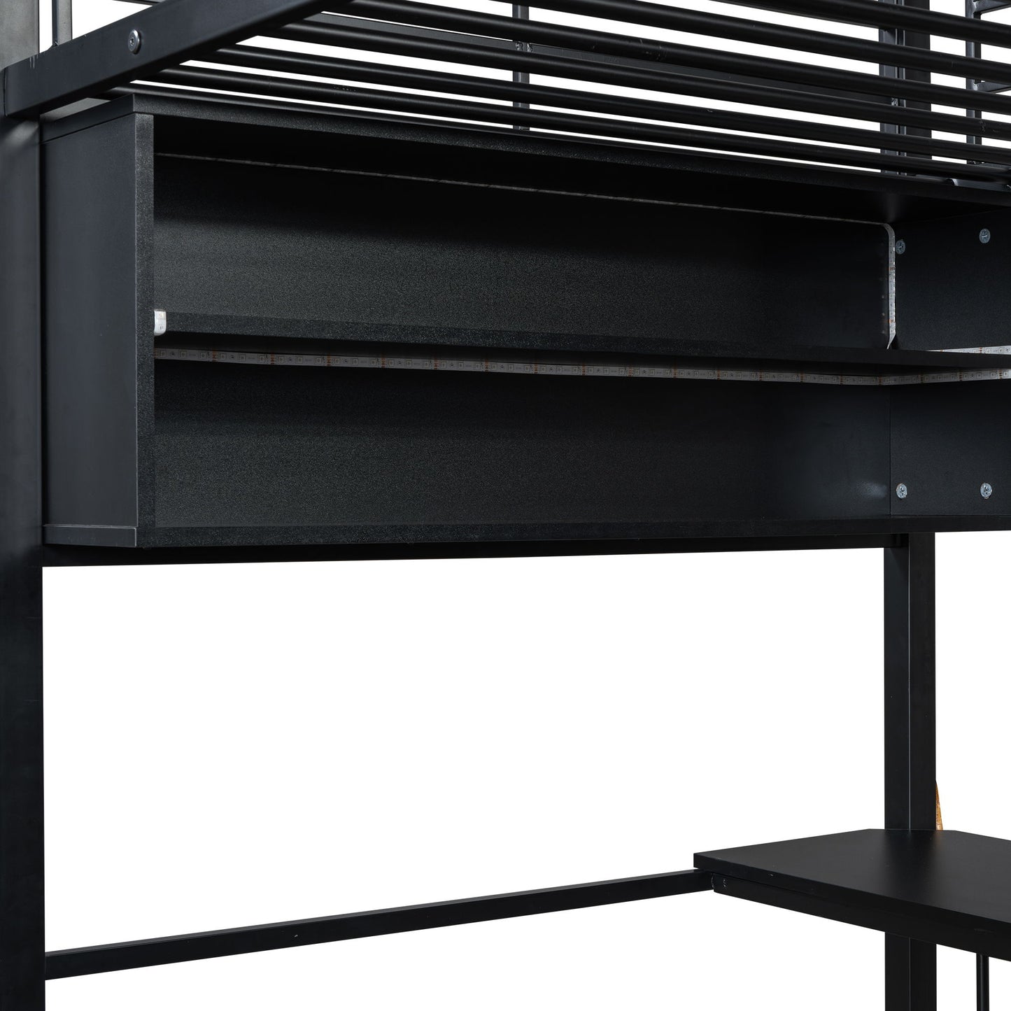 Loft Bed With LED Desk And 4 Storage Shelves - The Sleep Loft - Online Mattress Showroom NYC