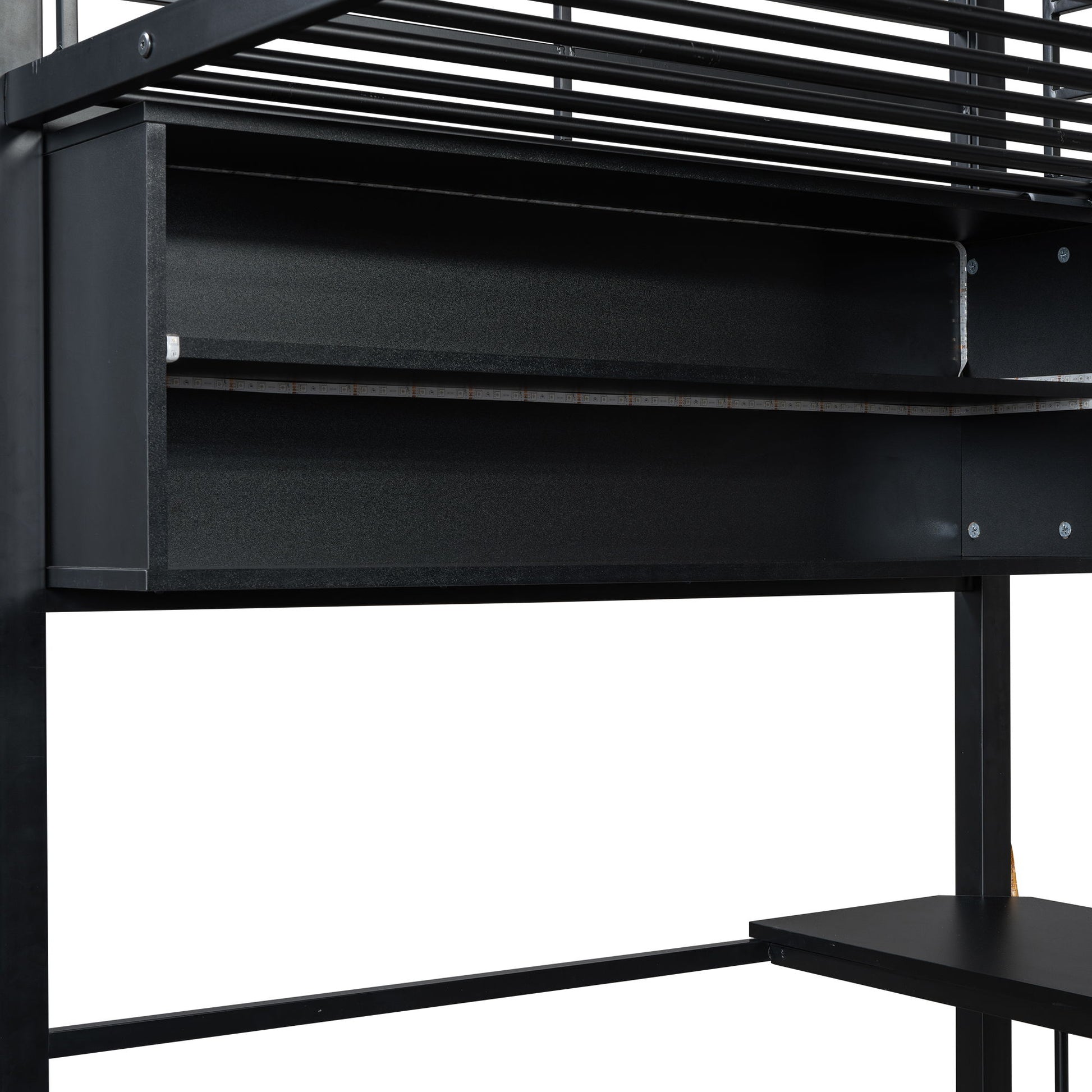 Loft Bed With LED Desk And 4 Storage Shelves - The Sleep Loft - Online Mattress Showroom NYC