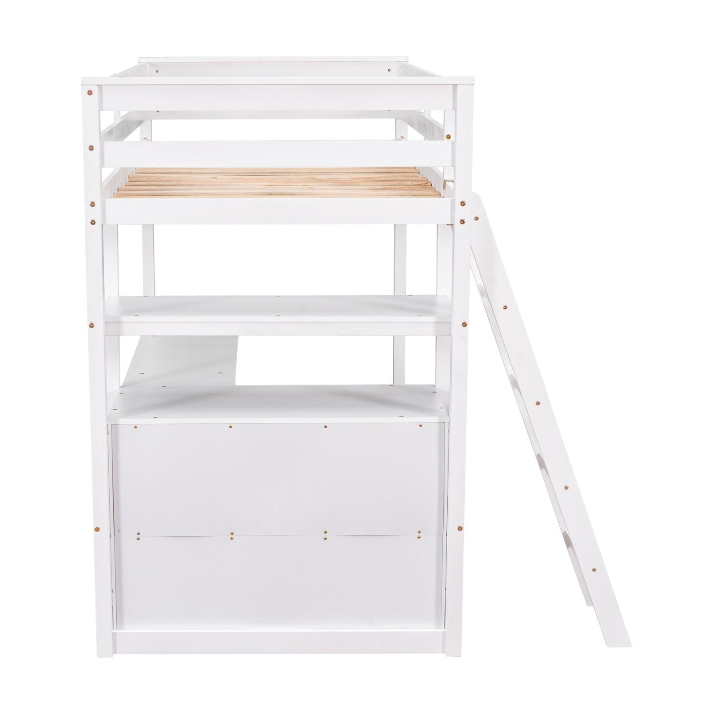 Modern Loft Bed With Built In Desk, Shelves, And 2 Drawers - The Sleep Loft - Online Mattress Showroom NYC
