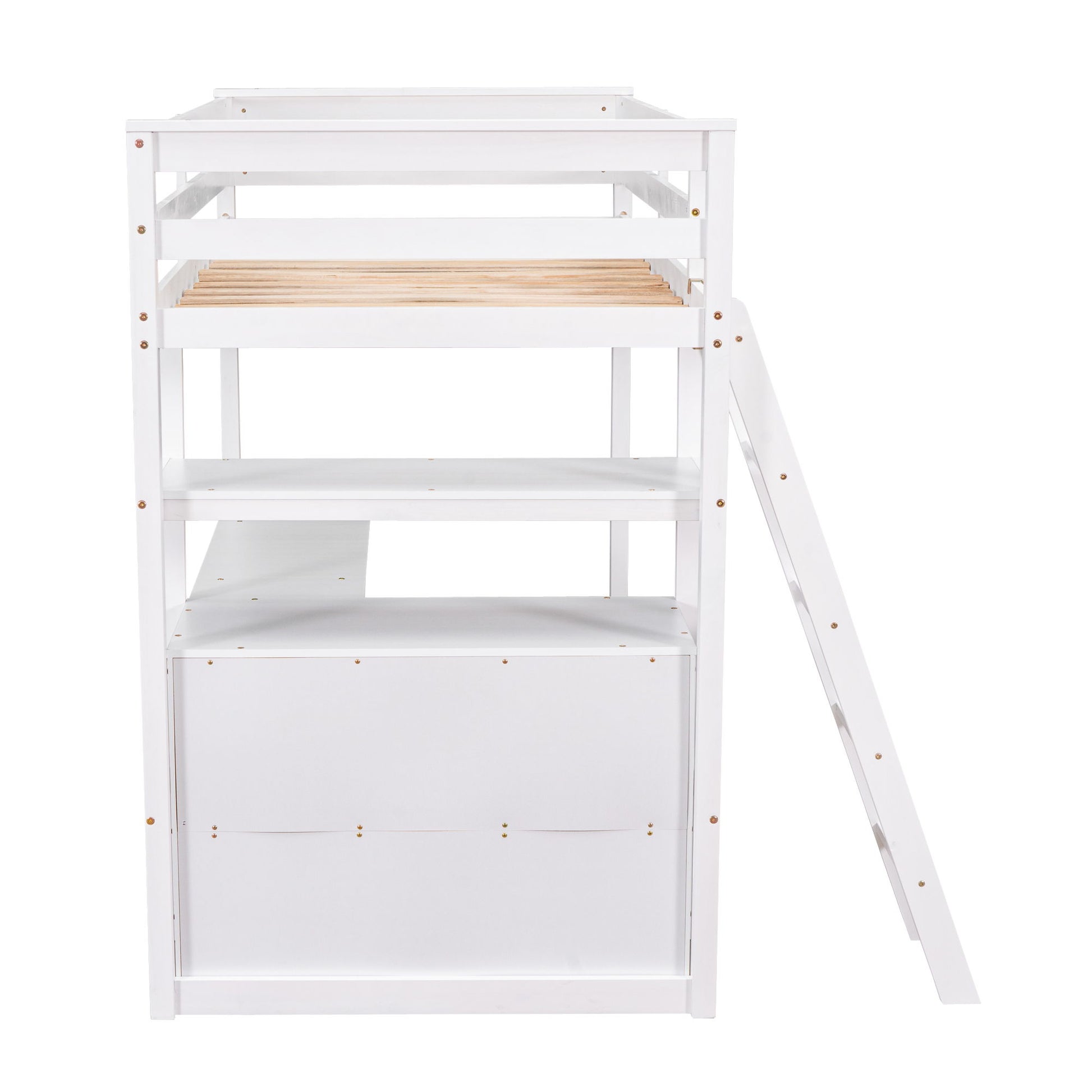 Modern Loft Bed With Built In Desk, Shelves, And 2 Drawers - The Sleep Loft - Online Mattress Showroom NYC
