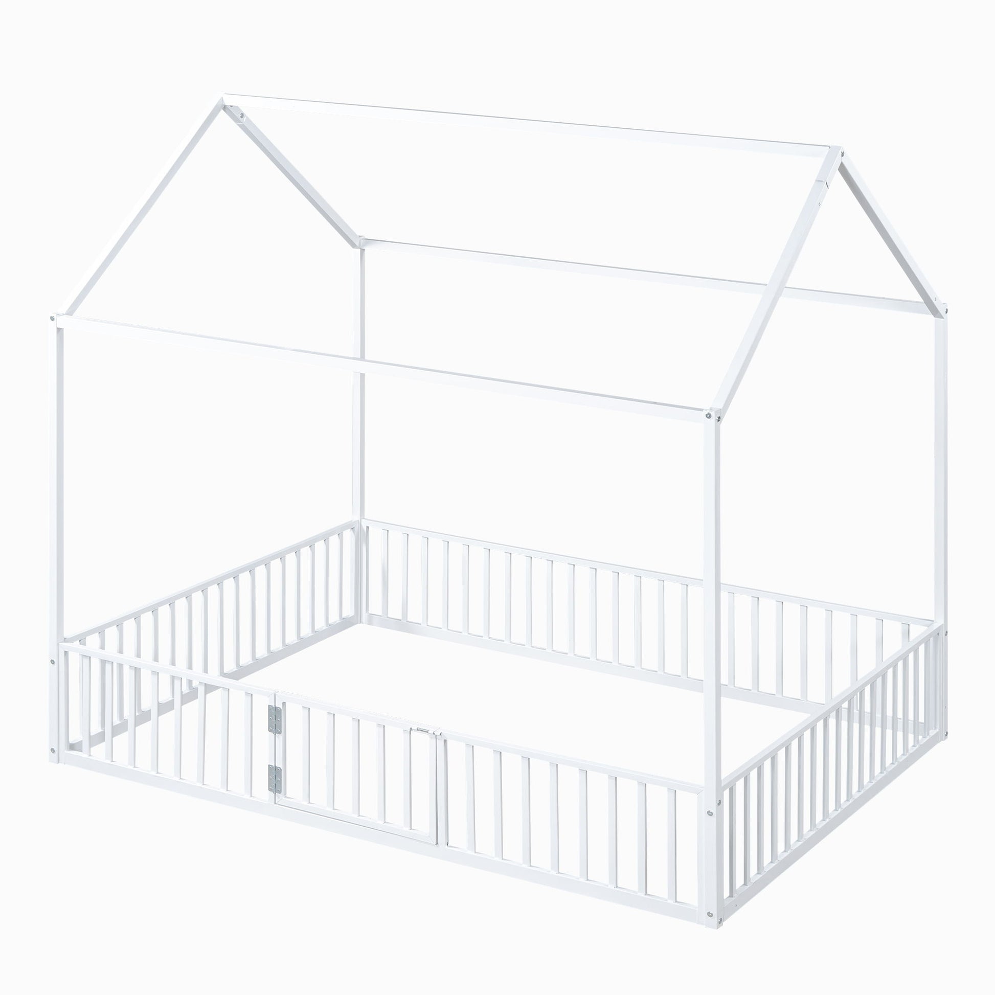 Metal House Bed With Fence And Door - The Sleep Loft - Online Mattress Showroom NYC