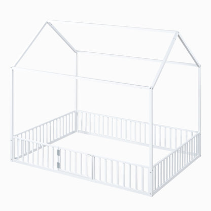 Metal House Bed With Fence And Door - The Sleep Loft - Online Mattress Showroom NYC