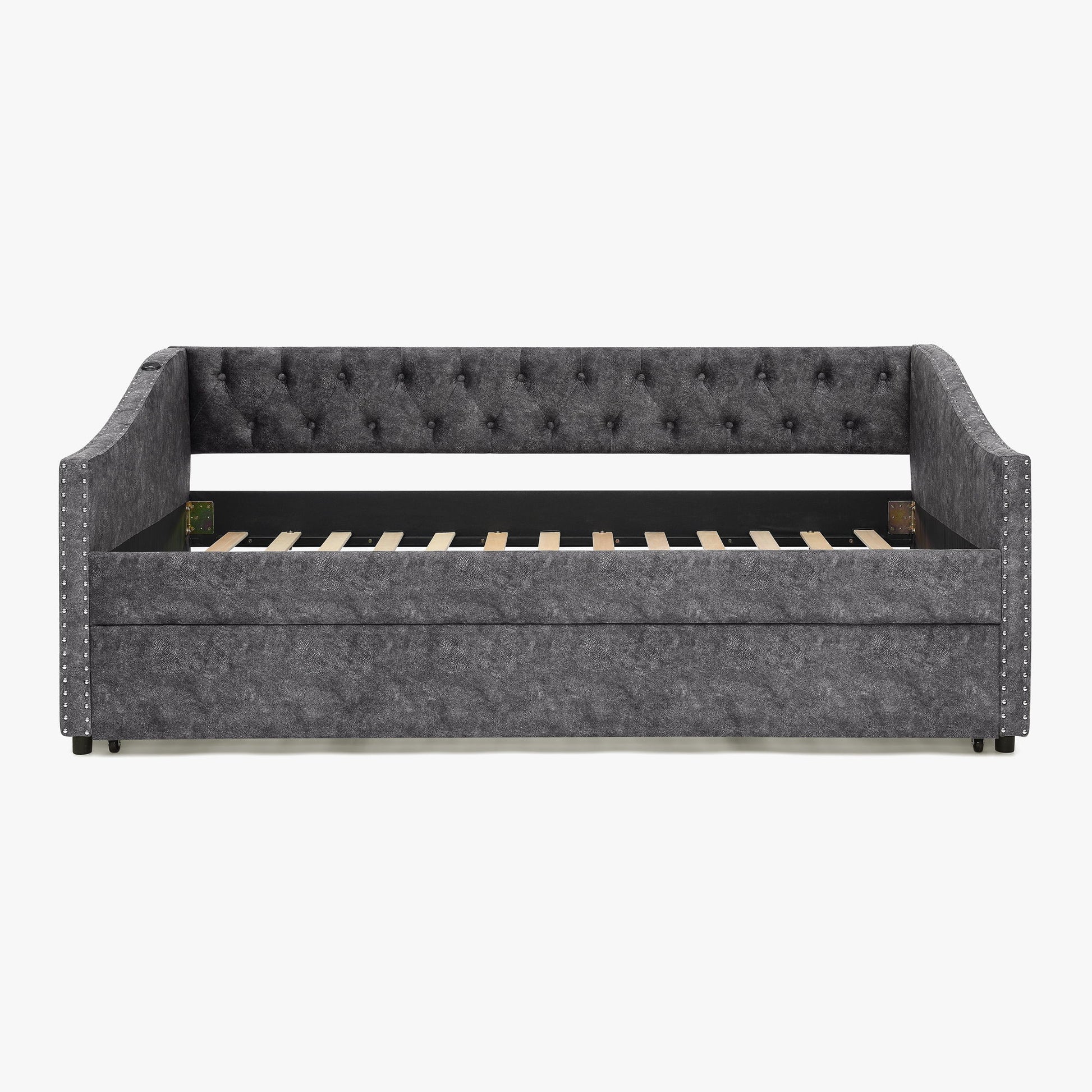 Upholstered Daybed With USB Charging & Pull Out Bed - The Sleep Loft - Online Mattress Showroom NYC