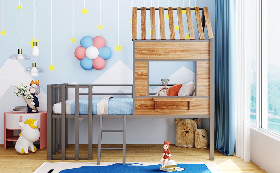Loft Bed With Roof, Window, Guardrail, Ladder - The Sleep Loft - Online Mattress Showroom NYC