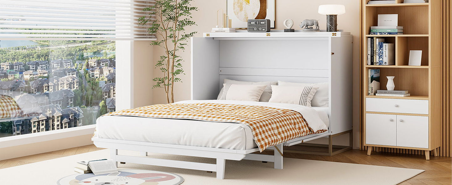 Murphy Bed With Frosted Glass Doors Design, Fake Drawers, Metal Legs - The Sleep Loft - Online Mattress Showroom NYC