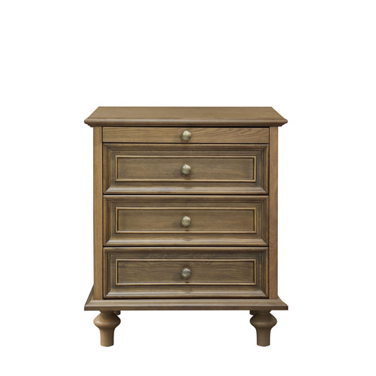 Nightstand With 4 Drawers With Hidden Pull Out Shelf - Light Brown - The Sleep Loft - Online Mattress Showroom NYC