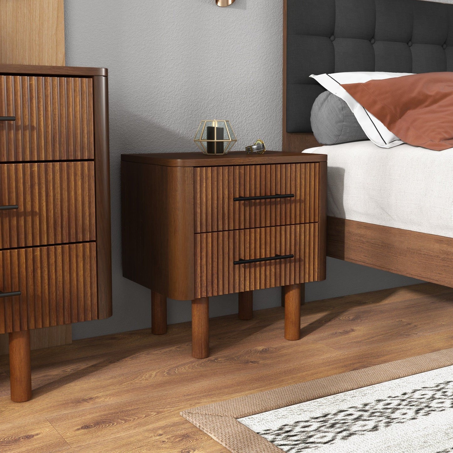 Logan - Nightsd Bed Side Tables With 2 Drawers - Brown - The Sleep Loft - Online Mattress Showroom NYC