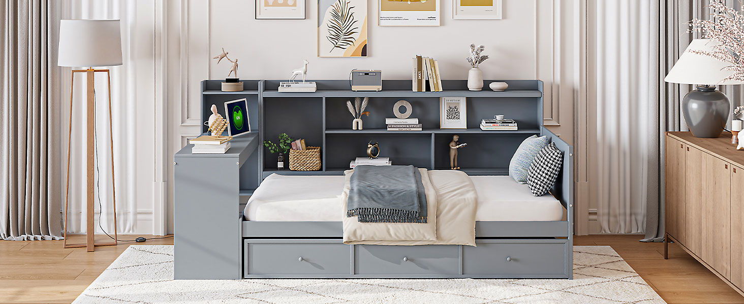Daybed With 3 Drawers USB Ports And Desk - The Sleep Loft - Online Mattress Showroom NYC