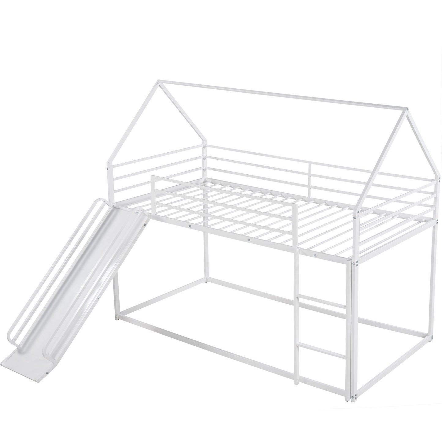 Twin Over Twin House Bunk Bed With Ladder And Slide - The Sleep Loft - Online Mattress Showroom NYC