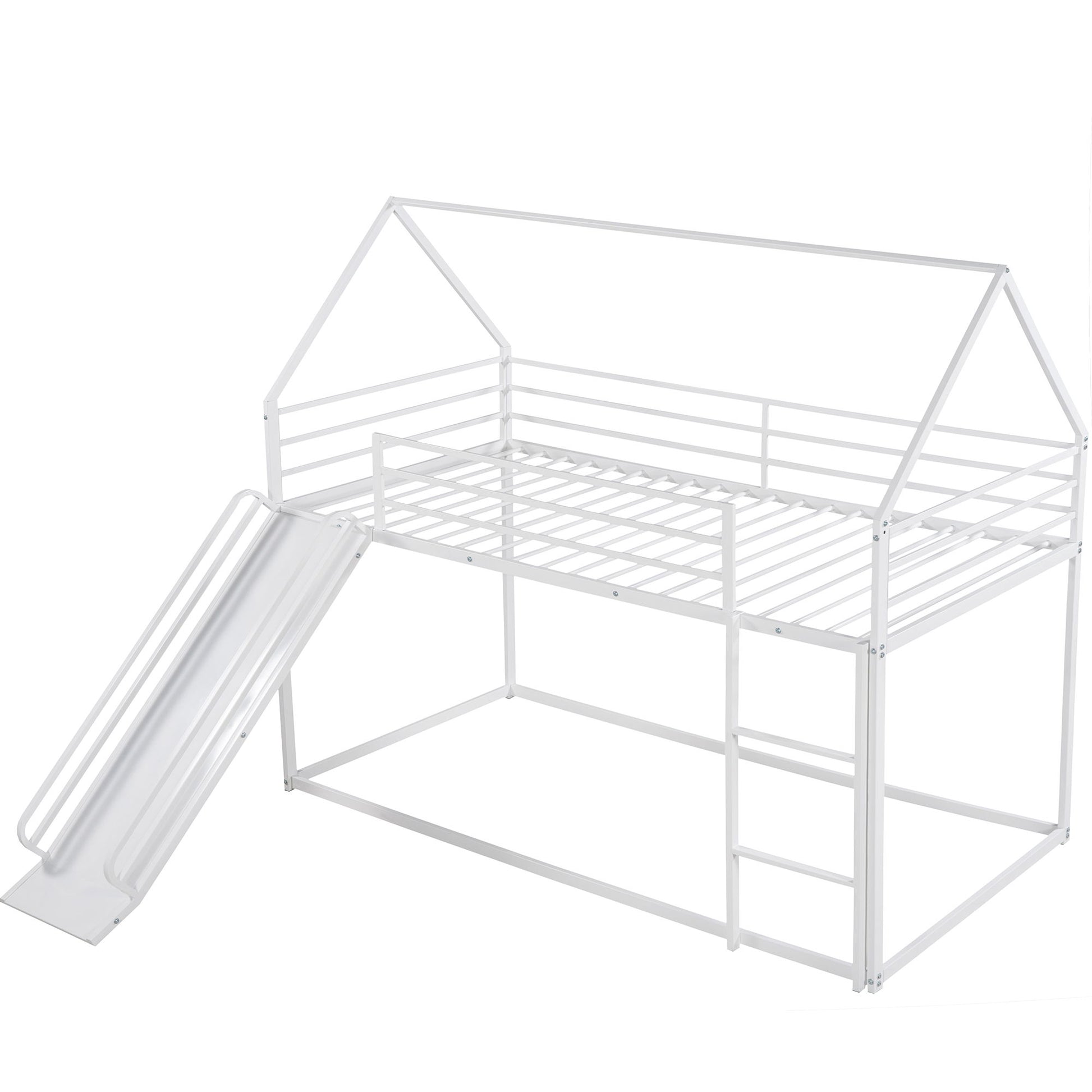 Twin Over Twin House Bunk Bed With Ladder And Slide - The Sleep Loft - Online Mattress Showroom NYC