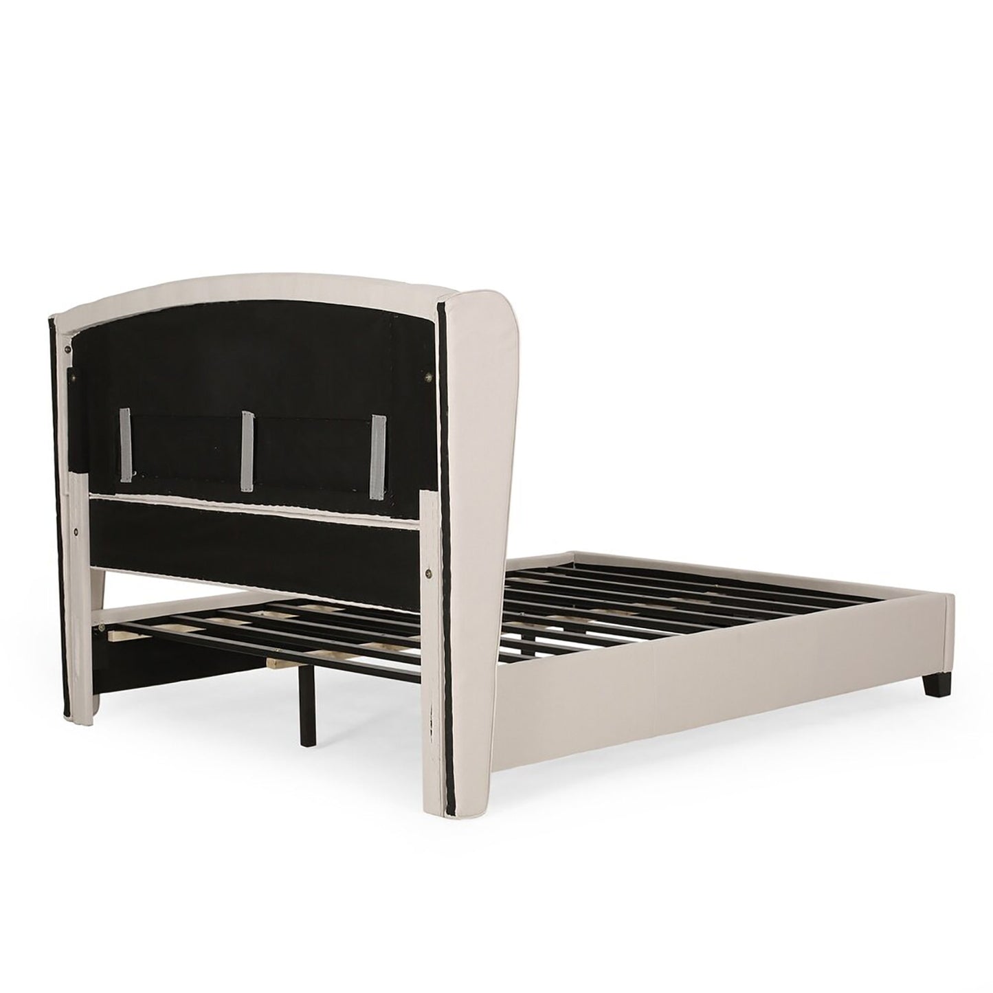 Twilight Fully Upholstered Fabric Wingback Queen Bed - Ivory - The Sleep Loft - Online Mattress Showroom NYC