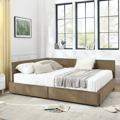 Mid-Century Storage Upholstered Tufted Bed Frame With Backrest And Armrests - The Sleep Loft - Online Mattress Showroom NYC