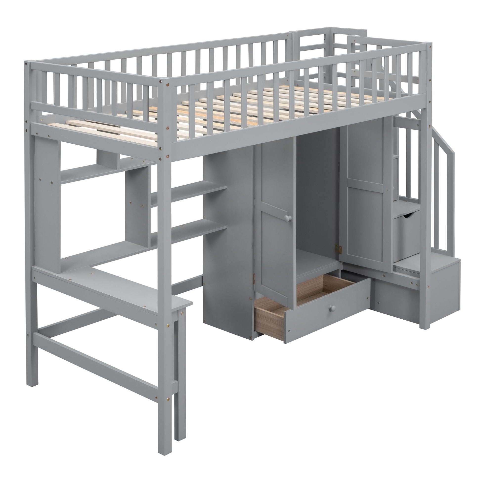 Loft Bed With Bookshelf, Drawers, Desk, And Wardrobe - The Sleep Loft - Online Mattress Showroom NYC