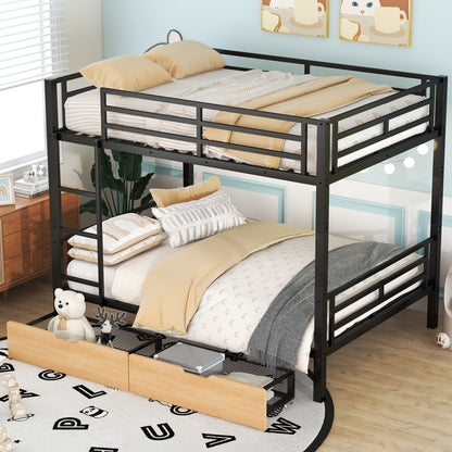Full Size Convertible Bunk Bed With 2 Drawers Durable - Black - The Sleep Loft - Online Mattress Showroom NYC