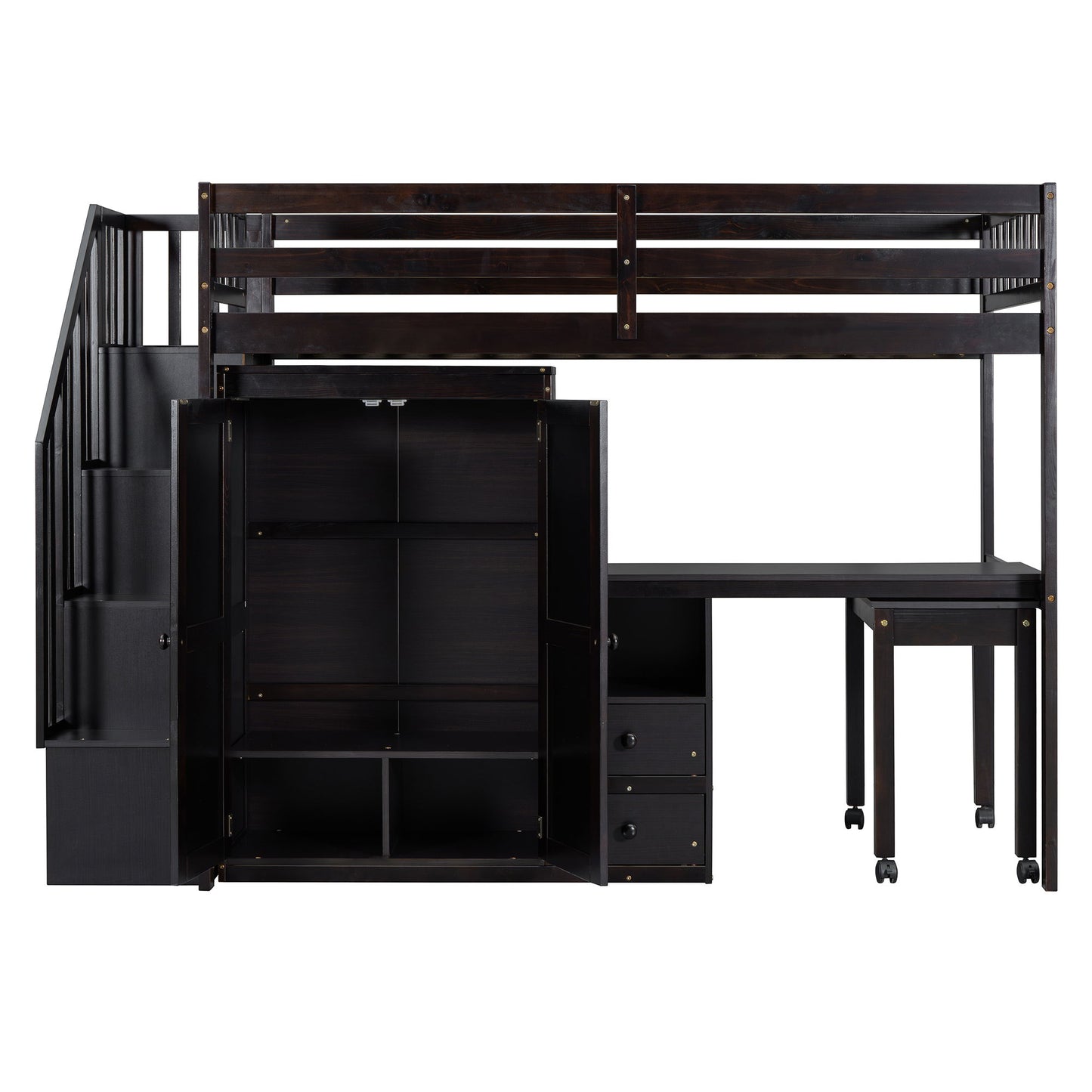 Loft Bed With Stairs, Bookshelf, Drawers, Desk & Wardrobe, Space Saving Multifunctional Furniture - The Sleep Loft - Online Mattress Showroom NYC