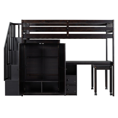 Loft Bed With Stairs, Bookshelf, Drawers, Desk & Wardrobe, Space Saving Multifunctional Furniture - The Sleep Loft - Online Mattress Showroom NYC