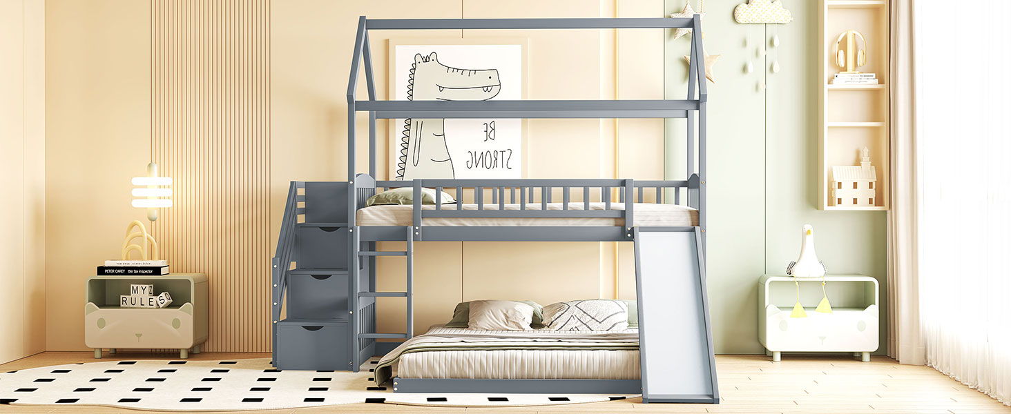 House Bunk Bed With Slide - The Sleep Loft - Online Mattress Showroom NYC