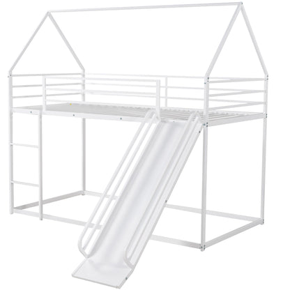 Twin Over Twin House Bunk Bed With Ladder And Slide - The Sleep Loft - Online Mattress Showroom NYC