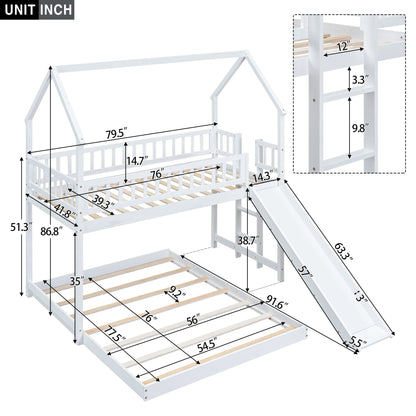 House Bunk Bed With Slide And Built In Ladder - The Sleep Loft - Online Mattress Showroom NYC