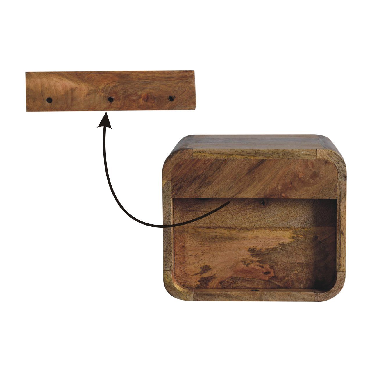 Curved Upper Slot Floating Nightstand - The Sleep Loft - Online Mattress Showroom NYC